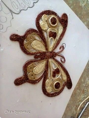 ​Интерьерная бабочка в технике шпагатной филиграни: мастер-класс