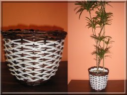 Кашпо из газет с очень красивым узором