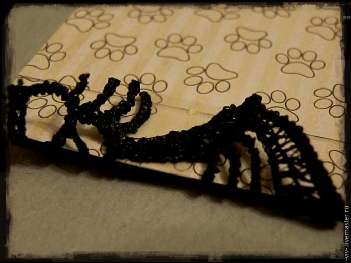 Закрепление кружева в работе в технике скапбукинг