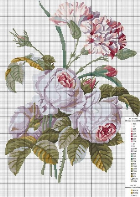 Схемы вышивки шикарных цветочков
