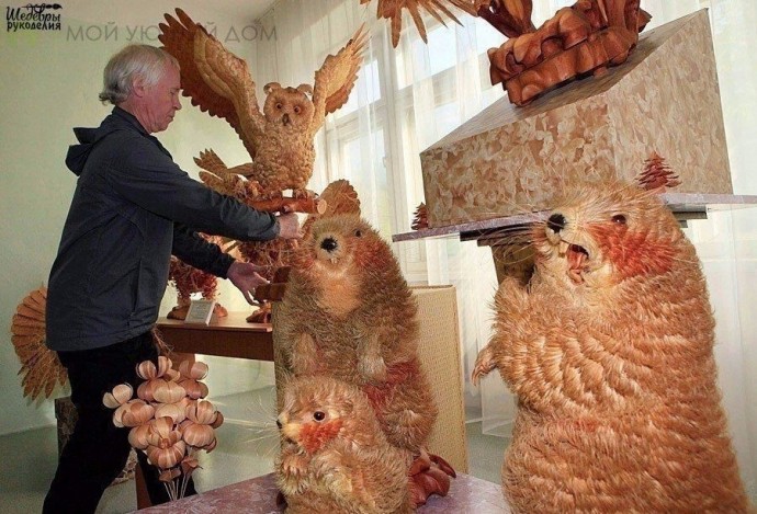 Удивительные скульптуры из стружки