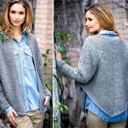 Серый жакет-пончо