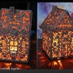 Джутовая филигрань: шкатулка в виде домика