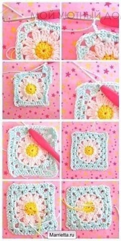 Ромашковые плед крючком