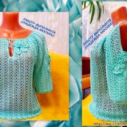 Женственная нарядная блузка, которая вяжется крючком за один вечер