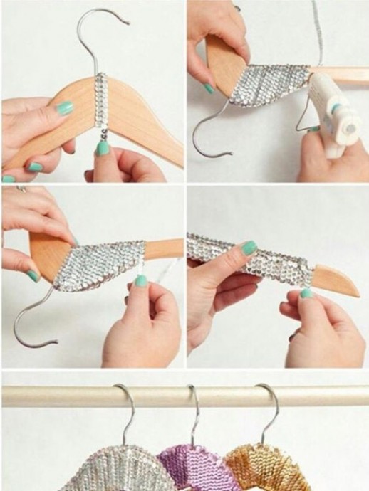 ​Украшаем вешалки кружевами и жемчугом