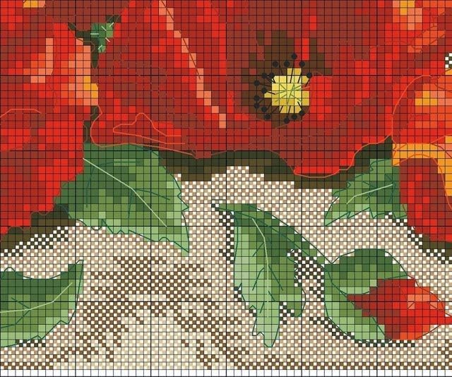 Роскошная вышивка крестом: маки