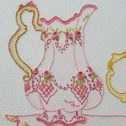 Вышиваем гладью кувшины и чашечки