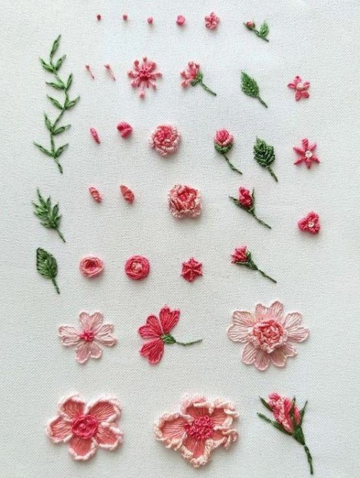 Множество стежков для цветочной вышивки Множество стежков для цветочной вышивки