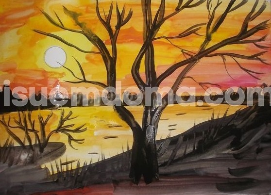 Рисуем пейзаж на закате