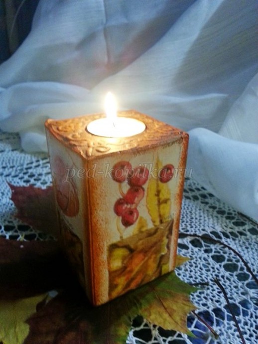Подсвечник в технике декупаж своими руками
