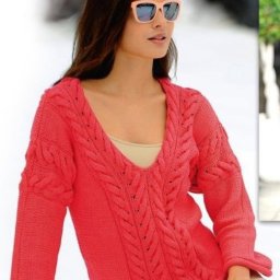 Пуловер с косами