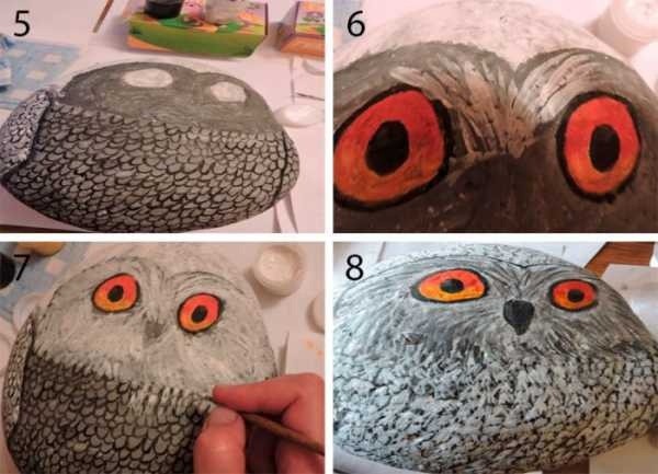 Роспись камней своими руками: совушка