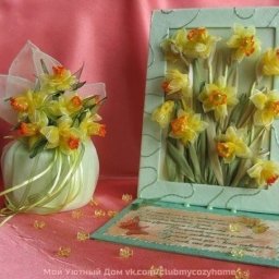 Нарциссы из лент: мастер-класс