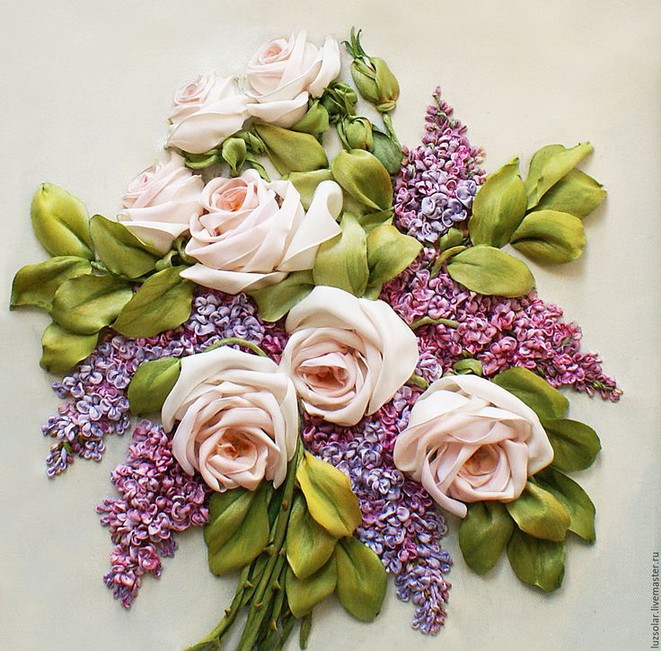 Вышивка лентами цветов: удивительные идеи