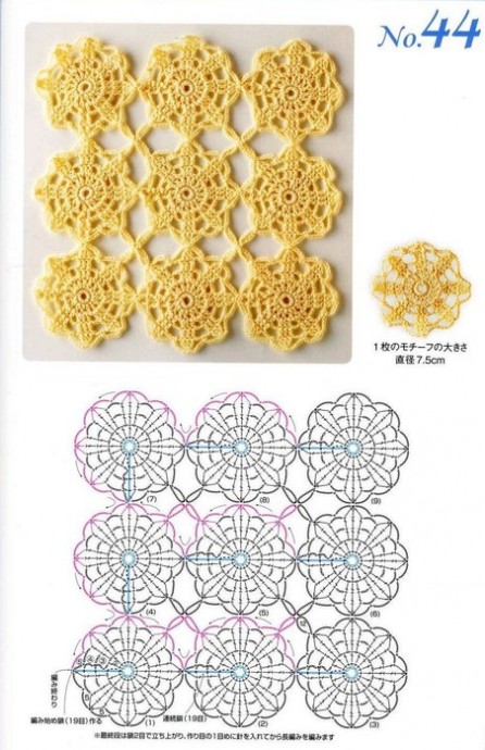 Безотрывное вязание крючком мотивов: схемы