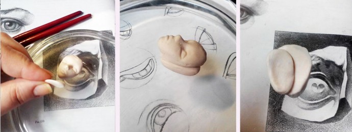 Миниатюрное личико для интерьерной куклы