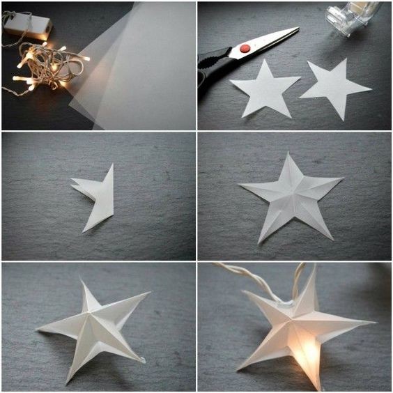 Превращаем обычную гирлянду в звездную с помощью бумаги
