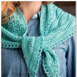 Бирюзовая шаль спицами