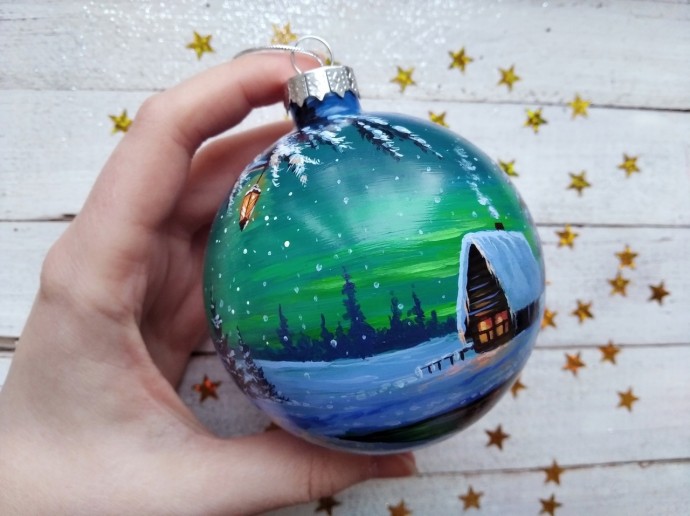 Новогодние стеклянные шарики с авторской росписью