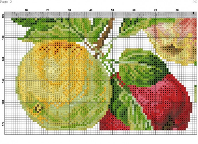 Подушка с вышивкой яблоками