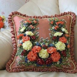 Вышивка лентами на подушках: идеи для творчества