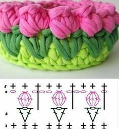 Цветочные корзинки крючком