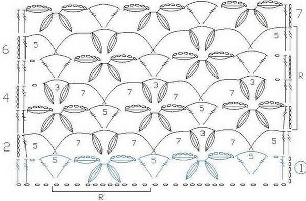 Красивый цветочный узор крючком