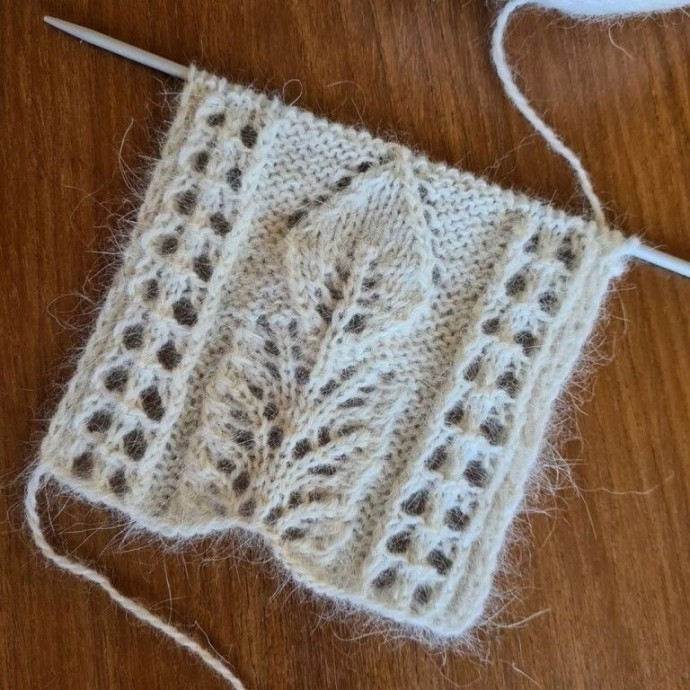 Узор спицами "Цветок на стебле"