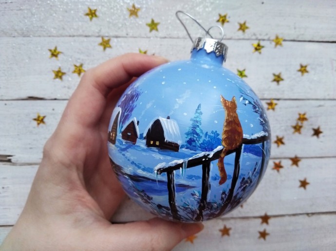 Новогодние стеклянные шарики с авторской росписью