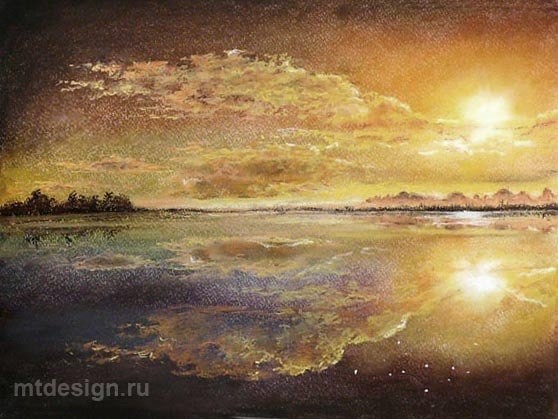​Рисуем отражение неба в воде