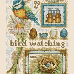 ​Вышивка с птичкой и гнездом