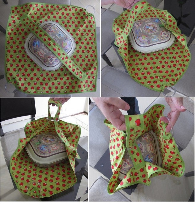 Идея сумочки-переноски для кастрюлек и емкостей с едой