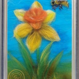 Нарцисс ​в технике шерстяной акварели