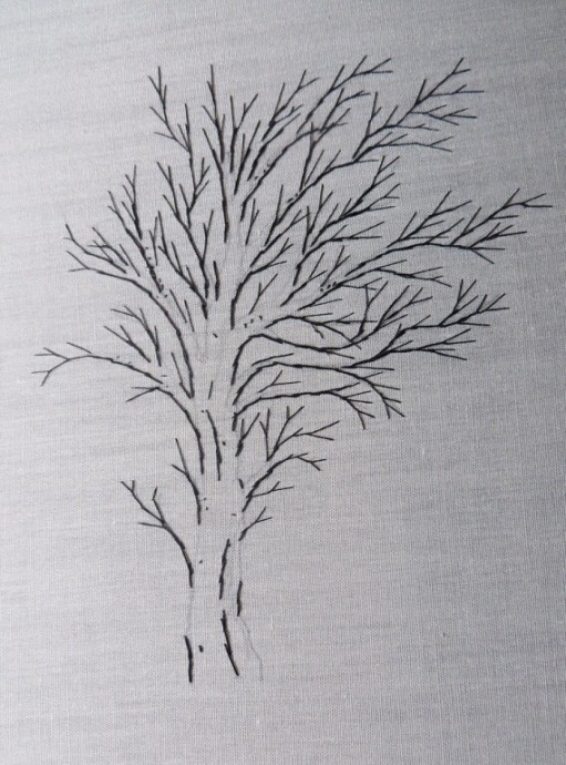 Поэтапная вышивка дерева
