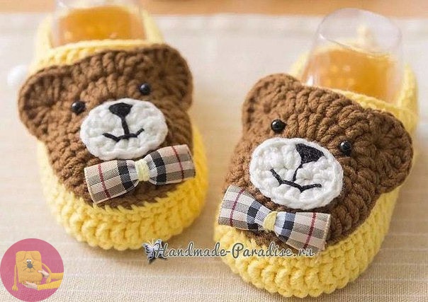 Забавные тапочки-зверюшки крючком