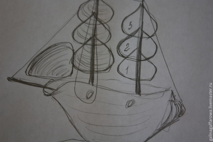 Кораблик из морских ракушек