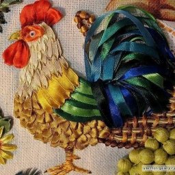 Вышивка птиц атласными лентами