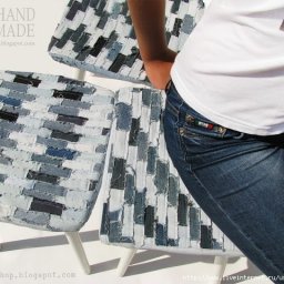 Чехлы для стульчиков или один из способов использования джинсовых обрезков