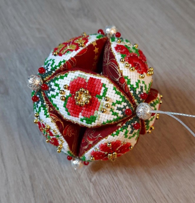 ​Необычные вышитые новогодние шары
