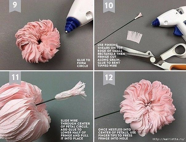 Розa из гофрированной бумаги