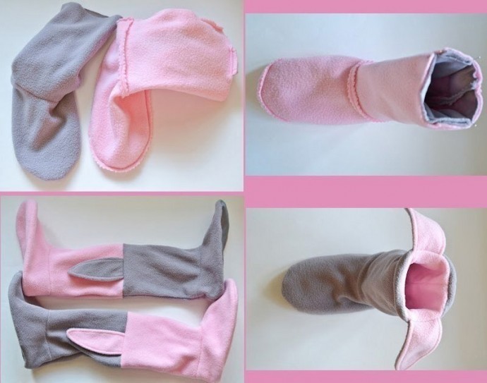 Шьем из флиса домашние сапожки-зайчики