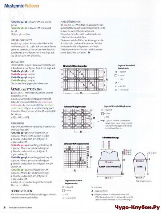 Джемпер спицами с комбинацией узоров