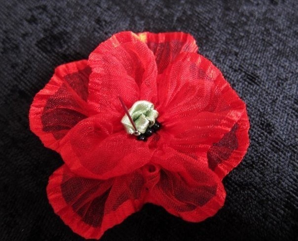 Маки из полупрозрачных лент