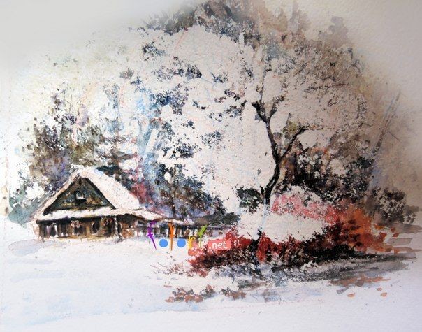 ​Рисуем зимний домик