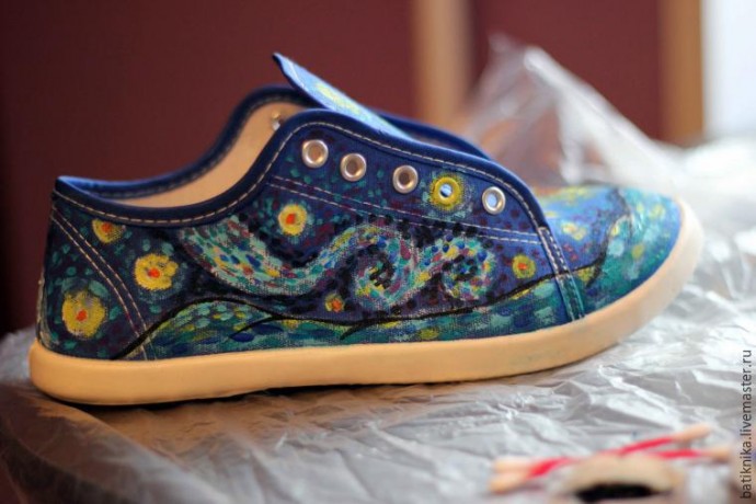 Роспись кедов "Звёздная ночь"