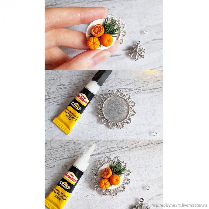 Брошь с мандаринами