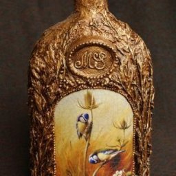 Декоративная бутылка в технике "Терра"