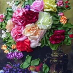 Розы из лент