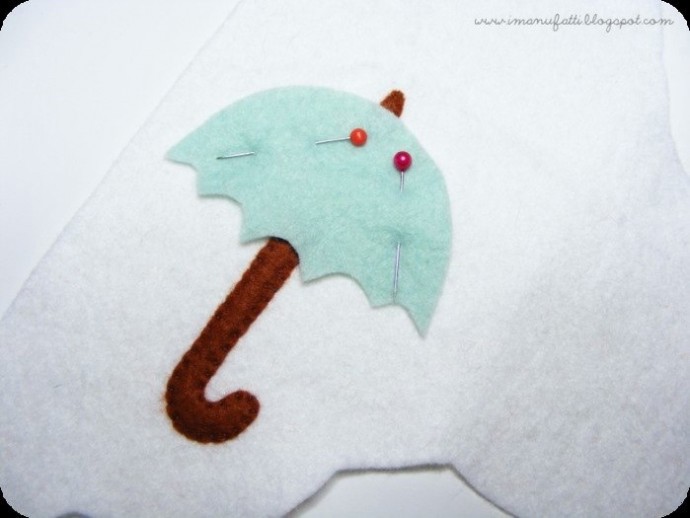 Брошь-зонтик из фетра Брошь-зонтик из фетра